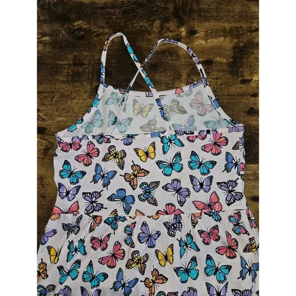 The Childrens Place Girls Pink Butterfly Tiered Criss-Cross Sundress Size 10/12 - Picture 4 of 6